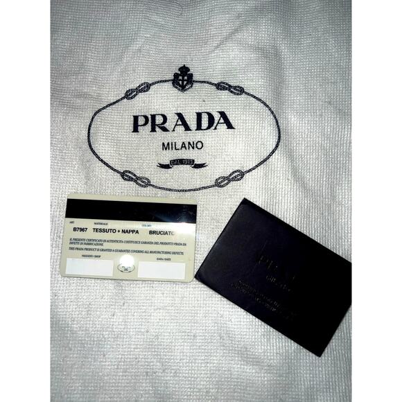 Prada Brown Nylon Drawstring Bucket Bag Authentic , Dust Bag Authenticity Card main image 8